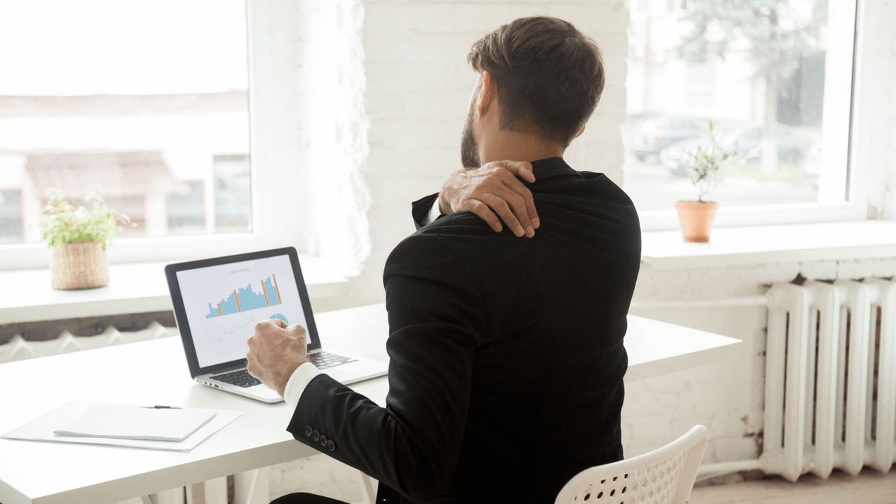 Back pain from inactive work on a computer